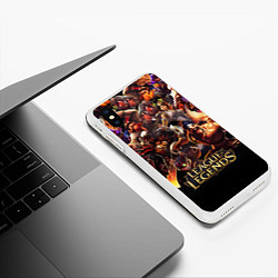 Чехол iPhone XS Max матовый LEAGUE OF LEGENDS НЕОН БРЫЗГИ КРАСОК, цвет: 3D-белый — фото 2