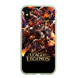 Чехол iPhone XS Max матовый LEAGUE OF LEGENDS НЕОН БРЫЗГИ КРАСОК, цвет: 3D-салатовый