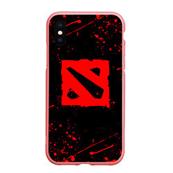 Чехол iPhone XS Max матовый DOTA 2 БРЫЗГИ КРАСОК ДОТА 2 ЛОГО, цвет: 3D-баблгам