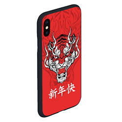 Чехол iPhone XS Max матовый Красный тигр - дракон, цвет: 3D-черный — фото 2