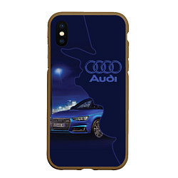 Чехол iPhone XS Max матовый AUDI лого, цвет: 3D-коричневый