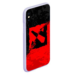 Чехол iPhone XS Max матовый DOTA 2 RED BLACK LOGO, БРЫЗГИ КРАСОК, цвет: 3D-светло-сиреневый — фото 2