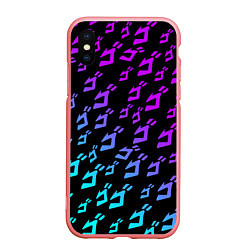 Чехол iPhone XS Max матовый JOJOS BIZARRE ADVENTURE NEON PATTERN НЕОН УЗОР, цвет: 3D-баблгам