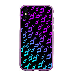 Чехол iPhone XS Max матовый JOJOS BIZARRE ADVENTURE NEON PATTERN НЕОН УЗОР, цвет: 3D-фиолетовый