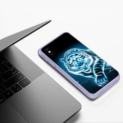 Чехол iPhone XS Max матовый НЕНОНОВЫЙ ТИГР 2022 NEON TIGER NEW YEAR, цвет: 3D-светло-сиреневый — фото 2