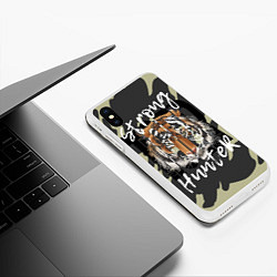 Чехол iPhone XS Max матовый Strong tiger, цвет: 3D-белый — фото 2