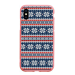 Чехол iPhone XS Max матовый Knitted Christmas Pattern, цвет: 3D-баблгам