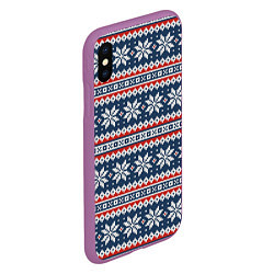 Чехол iPhone XS Max матовый Knitted Christmas Pattern, цвет: 3D-фиолетовый — фото 2