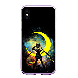 Чехол iPhone XS Max матовый Sailormoon Сейлормун на фоне звезд, цвет: 3D-сиреневый