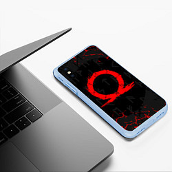 Чехол iPhone XS Max матовый GOD OF WAR CRATOS LOGO, цвет: 3D-голубой — фото 2