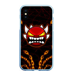 Чехол iPhone XS Max матовый Geometry Dash: Fire Chains, цвет: 3D-голубой