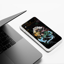 Чехол iPhone XS Max матовый КЛИНОК РАССЕКАЮЩИЙ ДЕМОНОВ, ГЕРОИ АТАКУЮТ, цвет: 3D-белый — фото 2