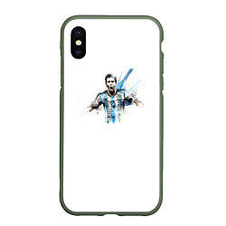Чехол iPhone XS Max матовый Messi Argentina Team, цвет: 3D-темно-зеленый