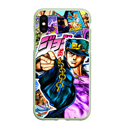 Чехол iPhone XS Max матовый Джотаро - JoJos Bizarre Adventure, цвет: 3D-салатовый