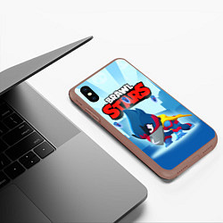 Чехол iPhone XS Max матовый Captain Crow - Brawl Stars, цвет: 3D-коричневый — фото 2