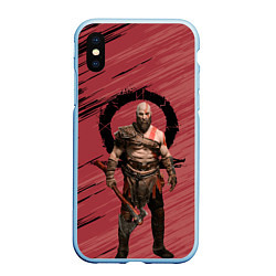 Чехол iPhone XS Max матовый Кратос God of War, цвет: 3D-голубой