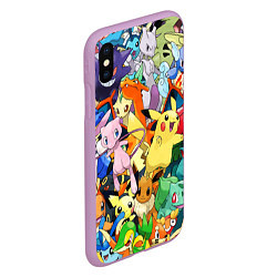 Чехол iPhone XS Max матовый АНИМЕ, ПОКЕМОНЫ ВСЕ ПЕРСОНАЖИ POKEMON, цвет: 3D-сиреневый — фото 2