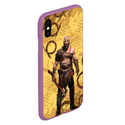 Чехол iPhone XS Max матовый God of War Kratos Год оф Вар Кратос, цвет: 3D-фиолетовый — фото 2