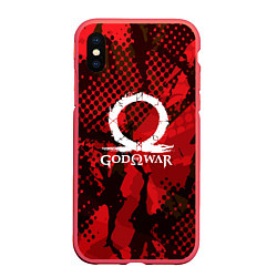 Чехол iPhone XS Max матовый God of War Эмблема, цвет: 3D-красный