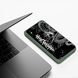 Чехол iPhone XS Max матовый БЕЛЫЙ ДРАКОН ЯПОНИЯ WHITE DRAGON, цвет: 3D-темно-зеленый — фото 2