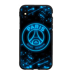 Чехол iPhone XS Max матовый PSG NEON STYLE SPORT ПСГ НЕОН, цвет: 3D-черный