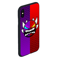 Чехол iPhone XS Max матовый Geometry Dash: Violet x Red, цвет: 3D-черный — фото 2