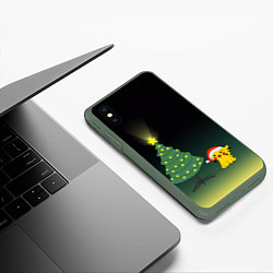 Чехол iPhone XS Max матовый Пикачу с Ёлкой, цвет: 3D-темно-зеленый — фото 2