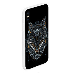 Чехол iPhone XS Max матовый ЭТНИЧЕСКАЯ ЛИСА FOX ABSTRACT, цвет: 3D-белый — фото 2