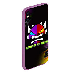 Чехол iPhone XS Max матовый Geometry Dash: Demon Art, цвет: 3D-фиолетовый — фото 2