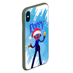 Чехол iPhone XS Max матовый Новогодний Poppy Playtime, цвет: 3D-темно-зеленый — фото 2