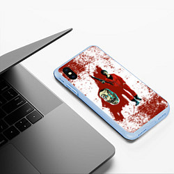 Чехол iPhone XS Max матовый БУМАЖНЫЙ ДОМ КРАСКА- LA CASA DE PAPEL BELLA CIAO, цвет: 3D-голубой — фото 2