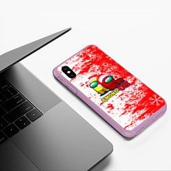 Чехол iPhone XS Max матовый Among Us Новогодний 2022, цвет: 3D-сиреневый — фото 2