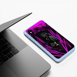 Чехол iPhone XS Max матовый Pink Jinx, цвет: 3D-голубой — фото 2