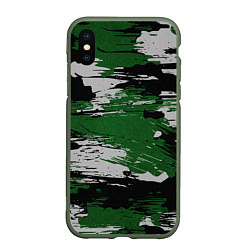 Чехол iPhone XS Max матовый Green Paint Splash, цвет: 3D-темно-зеленый
