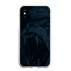 Чехол iPhone XS Max матовый Zenit lion dark theme, цвет: 3D-белый
