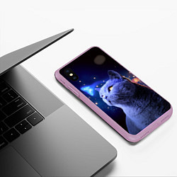 Чехол iPhone XS Max матовый КОТ И ГОЛУБАЯ БАБОЧКА, цвет: 3D-сиреневый — фото 2