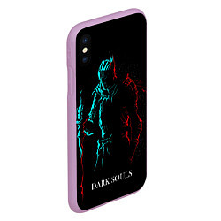 Чехол iPhone XS Max матовый Dark Souls NEON Силуэт, цвет: 3D-сиреневый — фото 2