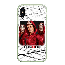 Чехол iPhone XS Max матовый СЕРИАЛ БУМАЖНЫЙ ДОМ LA CASA DE PAPEL BELLA CIAO, цвет: 3D-салатовый