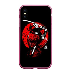 Чехол iPhone XS Max матовый МОТО САМУРАЙ С КАТАНОЙ JAPAN SAMURAI, цвет: 3D-малиновый