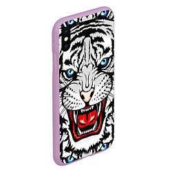 Чехол iPhone XS Max матовый БЕЛЫЙ ТИГР СИМВОЛ НОВОГО ГОДА 2022 WHITE TIGER, цвет: 3D-сиреневый — фото 2