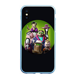 Чехол iPhone XS Max матовый Семейка Аддамс - Горящий Тур, цвет: 3D-голубой