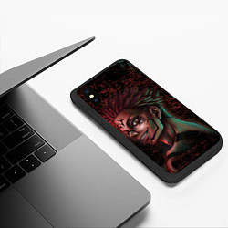 Чехол iPhone XS Max матовый СУКУНА КЛЕЙМО ДЕМОНА ИТАДОРИ ЮДЗИ МАГИЧЕСКАЯ БИТВА, цвет: 3D-черный — фото 2