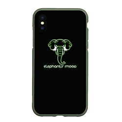Чехол iPhone XS Max матовый Elephants mood, цвет: 3D-темно-зеленый
