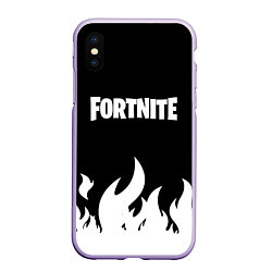 Чехол iPhone XS Max матовый Fortnite Огонь, цвет: 3D-светло-сиреневый