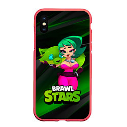 Чехол iPhone XS Max матовый LOLA BRAWLSTARS dark green, цвет: 3D-красный