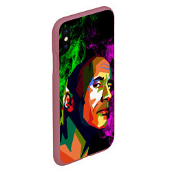 Чехол iPhone XS Max матовый Дуэйн Джонсон АРТ Скала, цвет: 3D-малиновый — фото 2