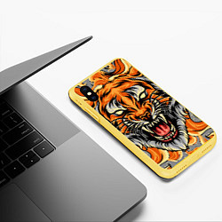 Чехол iPhone XS Max матовый Символ года тигр в гневе, цвет: 3D-желтый — фото 2
