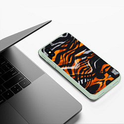 Чехол iPhone XS Max матовый Окрас тигра, цвет: 3D-салатовый — фото 2