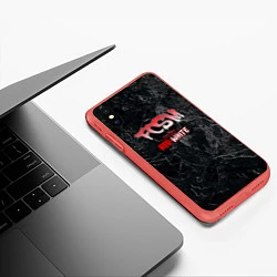 Чехол iPhone XS Max матовый Born to be red-white, цвет: 3D-красный — фото 2