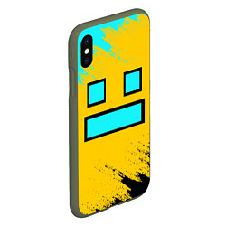 Чехол iPhone XS Max матовый GEOMETRY DASH SMILE БРЫЗГИ КРАСОК, цвет: 3D-темно-зеленый — фото 2